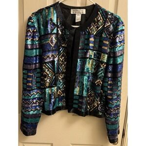 Vintage silk sequinned jacket by Niteline by‎ Della Roufogali, size Large. Rare